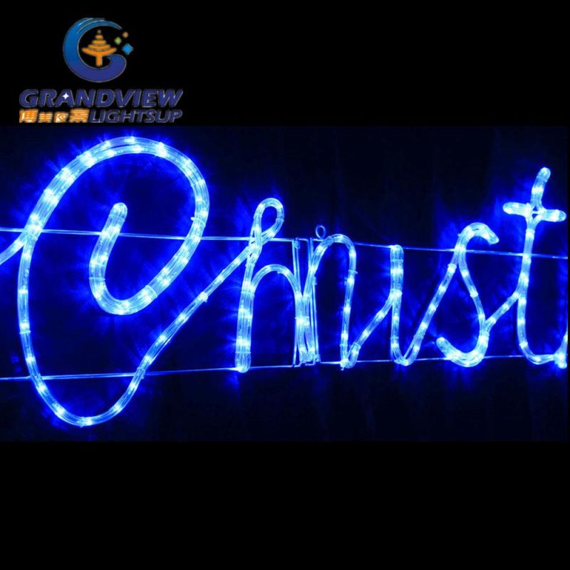 Animated 290cm Wide LED Blue ′merry Christmas′ Motif Rope Lights