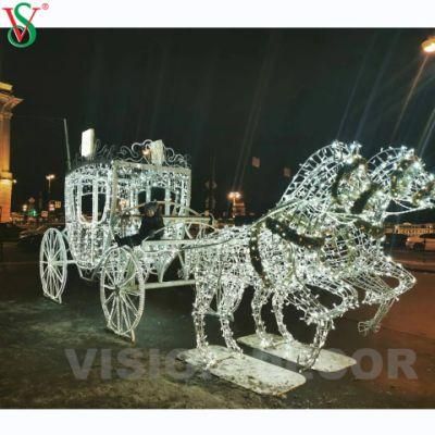 Customized Carriage Horse Christmas Decoration Motif LED Light for Outdoor