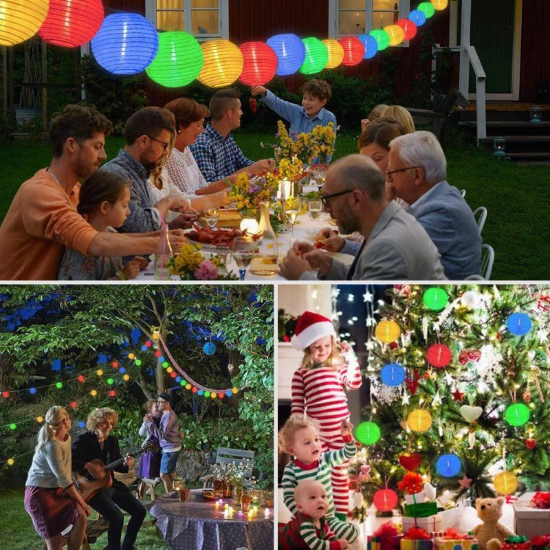 Solar LED Fairy Lights White Lantern String Light Waterproof Indoor Outdoor Decorative Lights for Home Patio Garden Wedding Party Bedroom Lighting