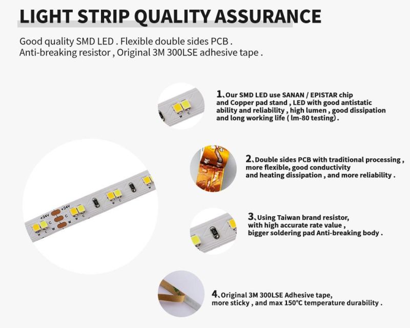 Double Color Light CCT SMD2835 Flexible LED Strip with IEC/En62471