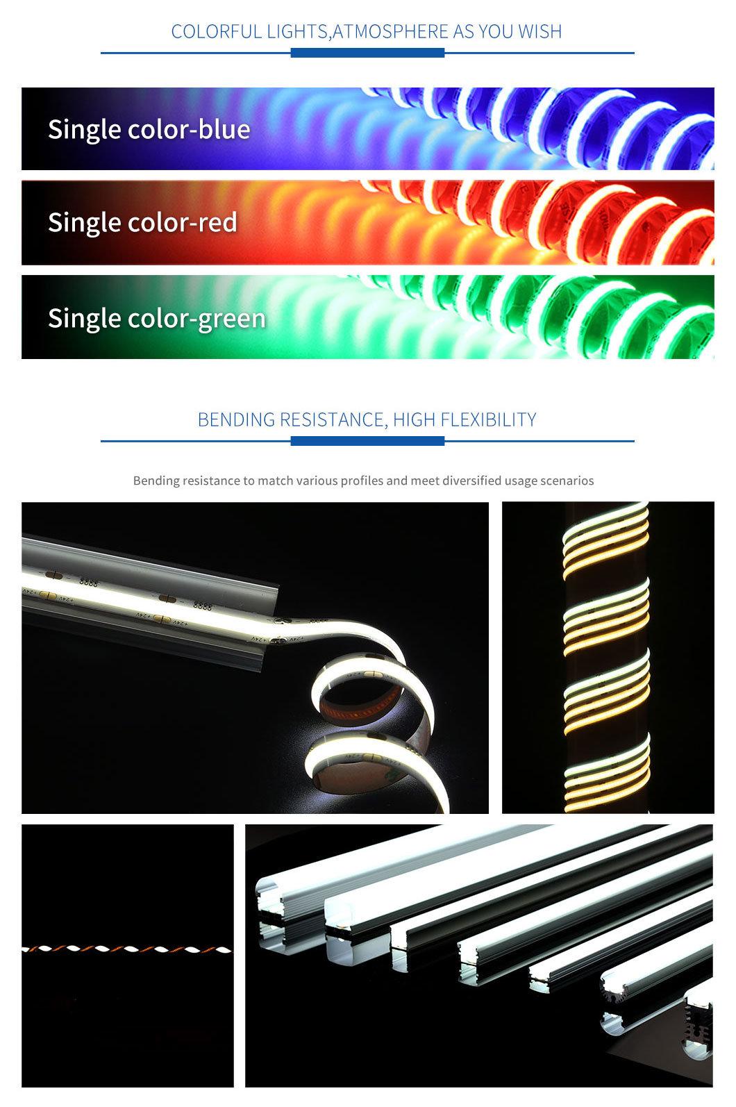 High Quality Good Price Dots Free CRI90 Strip LED Tape IP20 LED COB Flexible Rope Strip Light