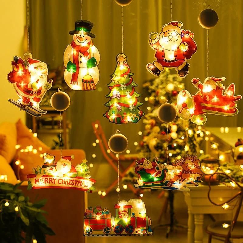 Christmas Snowman Window Hanging Lights LED Suction Cup Decoration Lights