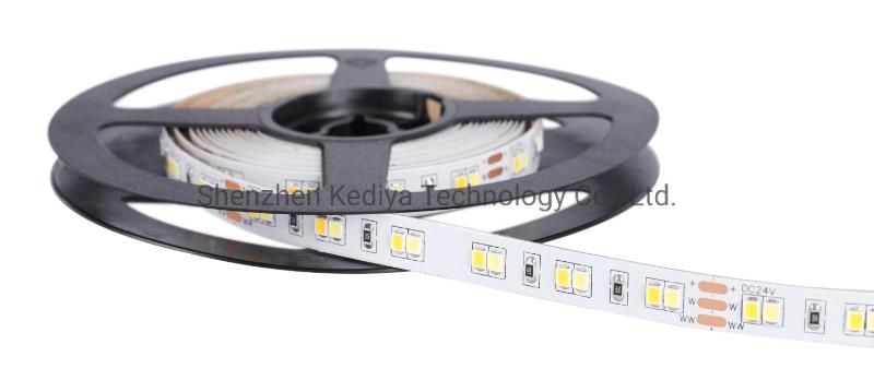Double Color 2835 CCT LED Light Strip 3000K 6000K IP20 12/24V 10mm PCB 120LED Changeable CCT LED Strip