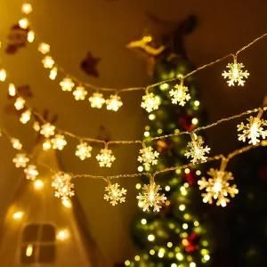 Christmas String Fairy Light Lamp Garland 4.8m 20 LED Solar Snowflake Lights with Multi-Color