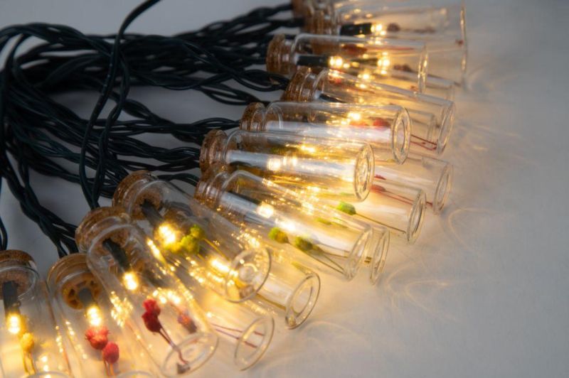 LED Solar Lamp Glass Bottle Flower Fairy Lights Outdoor Waterproof Garden Tree Decoration String Lights