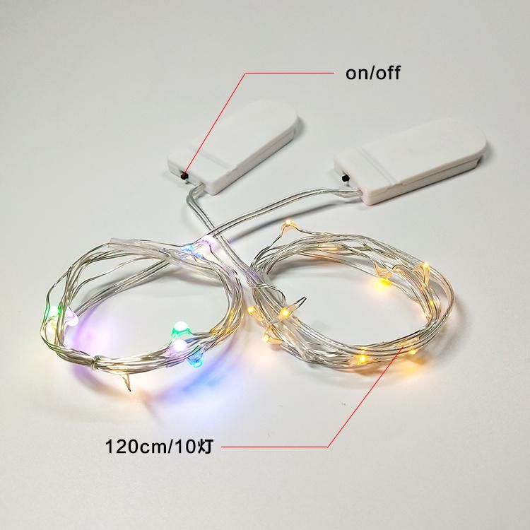 Waterproof 1m 10 Silver Wire Micro LED String Lights with Battery