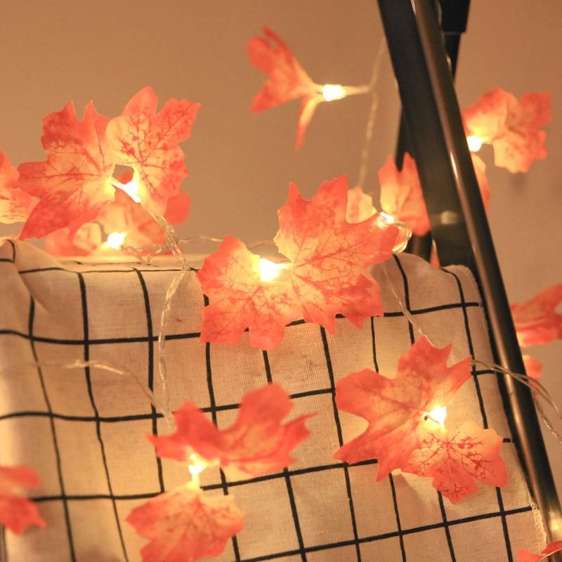 LED Maple Leaf Decorative Light String Lantern for Outdoor Courtyard Party Room