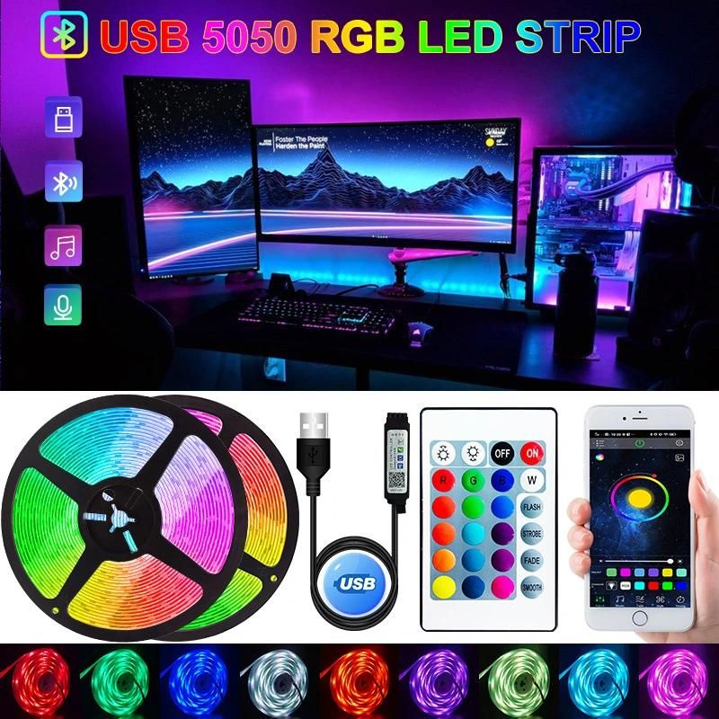 Bluetooth LED Strip/Rope Light RGB Flex Strip Light Kit with Remote Smart Music Color Changing