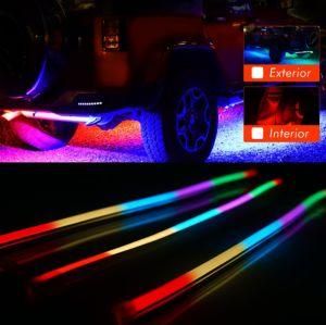 2PCS Car Interior Exterior LED Strip Light with RGB Color Chasing Bluetooth Controller