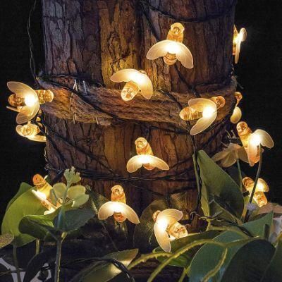 Solar String Lights, LED Solar Bee Fairy Lights 8 Modes Waterproof Outdoor Honeybee String Lights