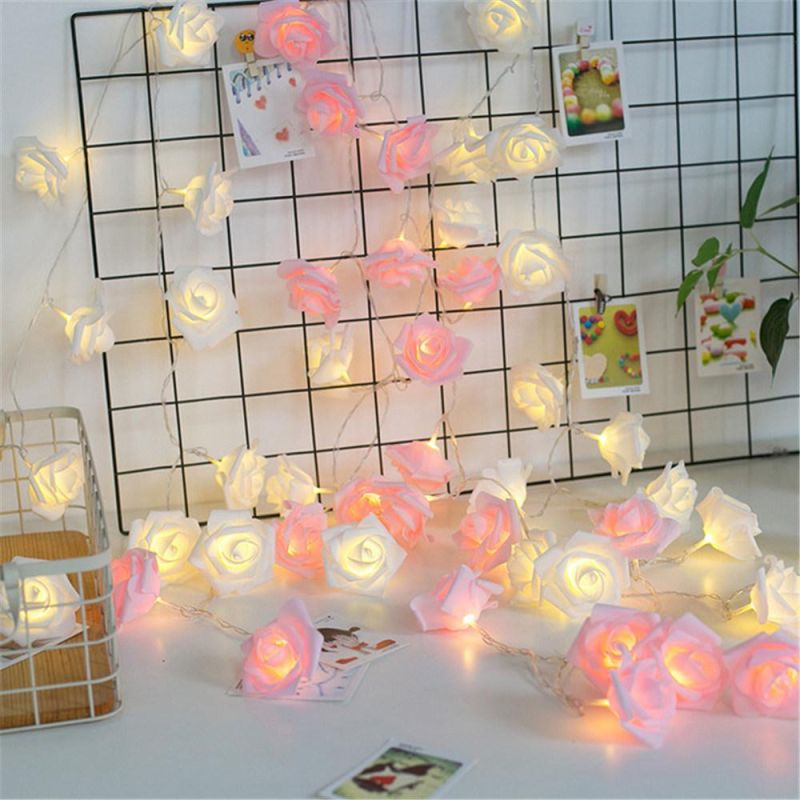 USB LED Rose Flower String Lights Artificial Bouquet Garland Party