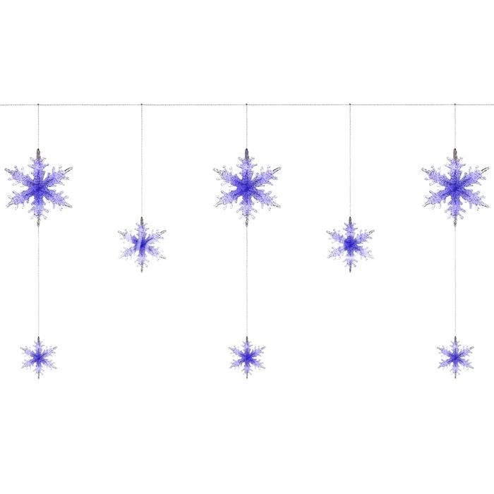 Multi Function Snowflake Curtain Light with 48 LED Bright Blue