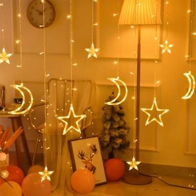 Christmas Decoration Light LED String Lighting Moon Star LED Curtain Light Christmas Window Fairy String Lights
