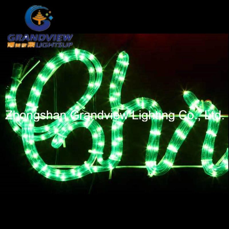 Animated 104cm ′merry Christmas′ Red Green Sign Motif Rope Lights