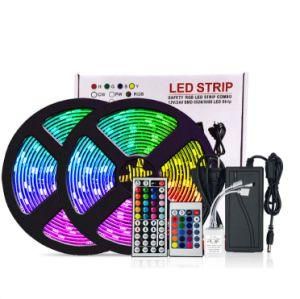 Waterproof 5m 16.4FT Smart APP Controlled 5050 RGB Set LED Strip Lights with 24keys Controller Power Adapter