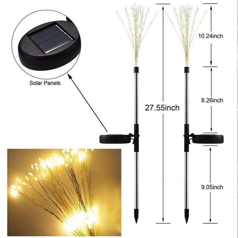 Solar Fireworks Lamp Outdoor Grass Globe Dandelion Flash String Fairy Lights