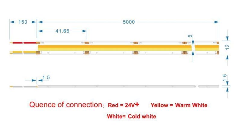 Hot Sale 2700K 6500K Dimmable Flexible DC24V COB LED Strip