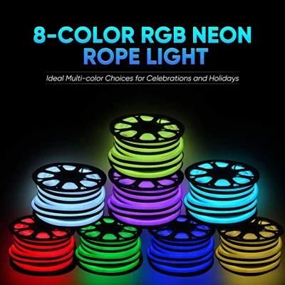 Waterproof Flexible LED Neon Strip Light 8 Color RGB Neon Rope Light for Celebrations