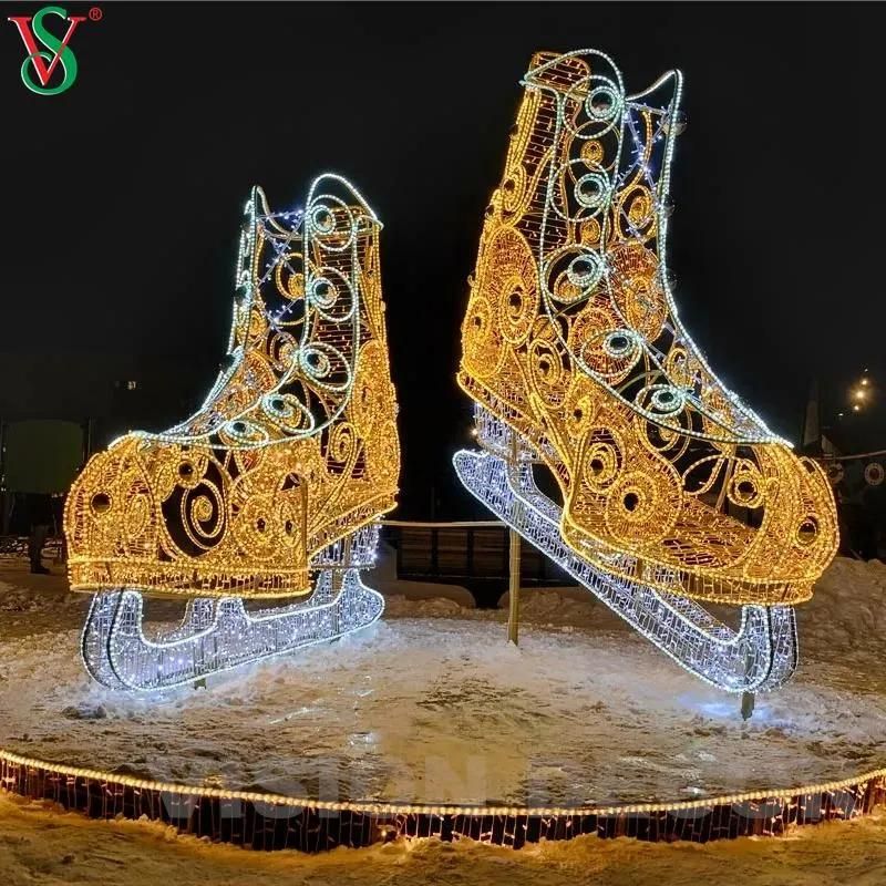 Outdoor Decoration Navidad LED 3D Motif Ice Skating Shoes Light