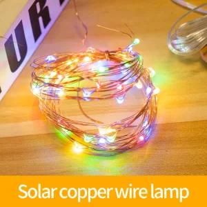 Outdoor Water Color Solar Copper Wire LED String Lights for Christmas Garden Decoration