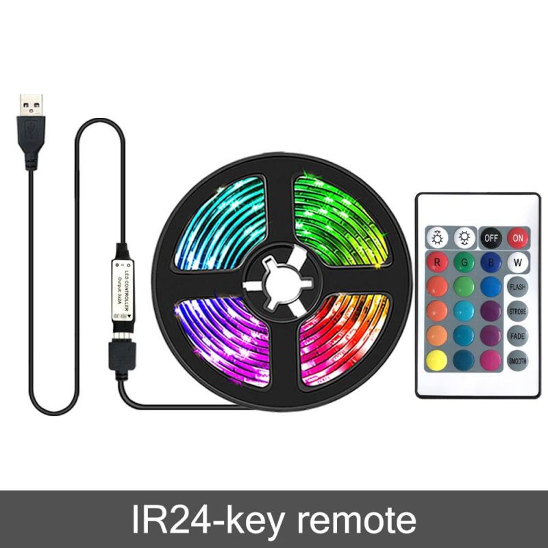 24 Key IR Remote APP Control Music Sound Sensor 5V USB Power 5050 RGB LED Strip Light for TV Backlight