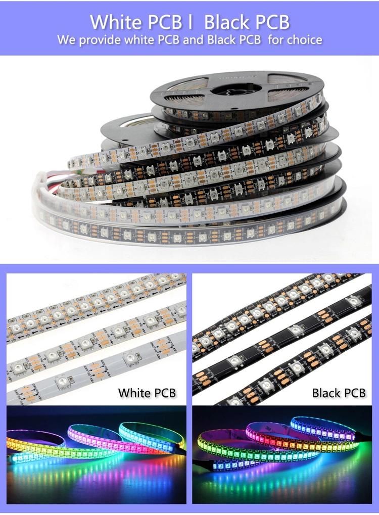 DC5V 5m Ws2812b Ws2812 LED Pixel Strip 30/60LEDs/M Programmable Individually Addressable Smart RGB Full Color LED Strip Light