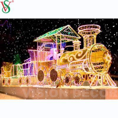 3D Carriage Train Christmas Decoration Motif LED Light for Outdoor