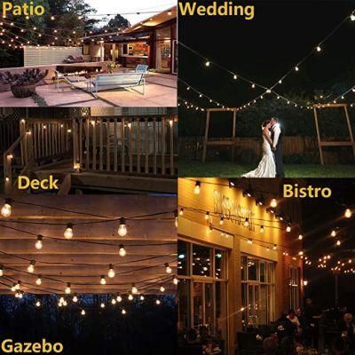 48FT LED Outdoor String Lights with Plastic Bulbs for Patio, Bistro, Cafe, Garden, Outdoor Deco