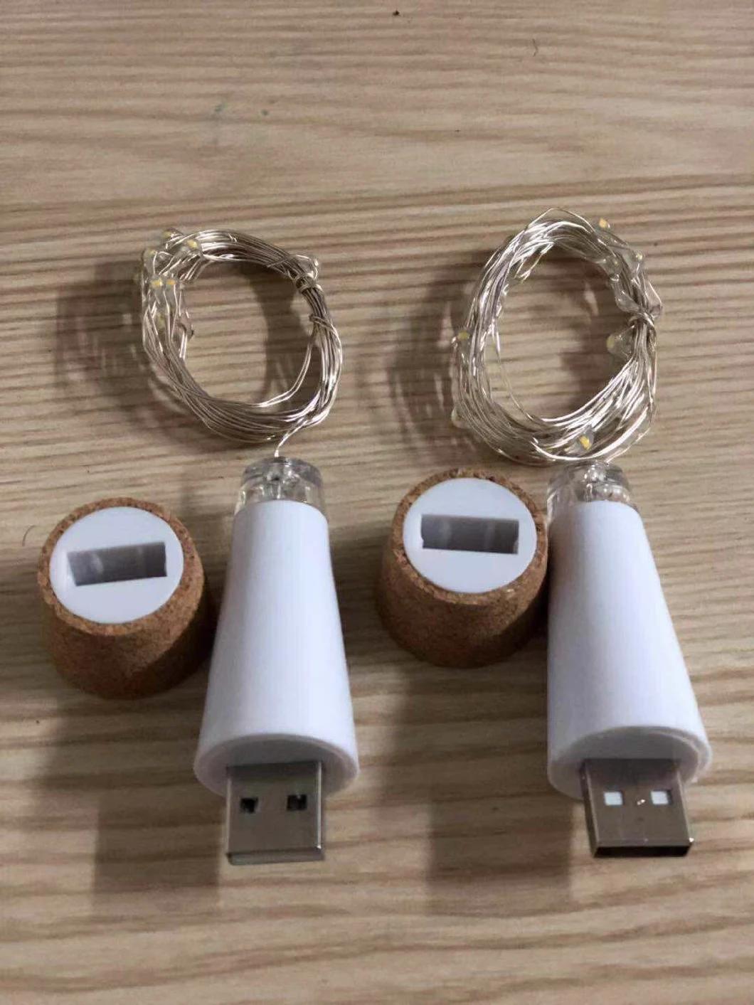 New Arrival Romantic LED Bottle Cork Light with Copper Wire String Light for Party Bar Christmas Decoration USB Rechargeable