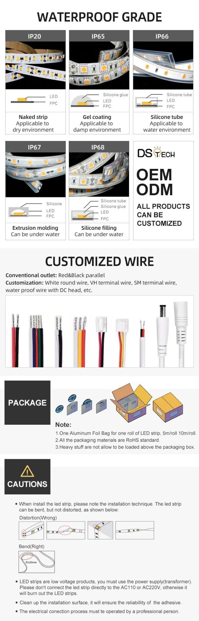 IP65 Silicon Glue 8mm PCB 9W 12W Dotless LED COB Strip Light