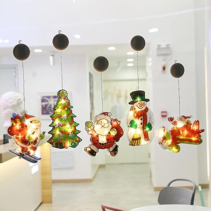 Christmas Snowman Window Hanging Lights LED Suction Cup Decoration Lights