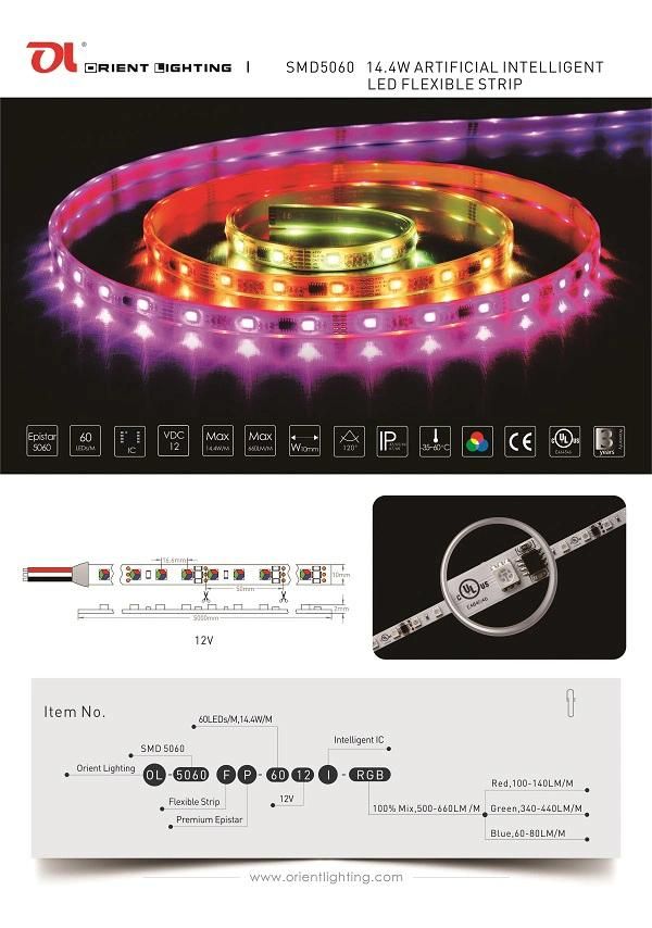 UL IP66 RGB Artificial Intelligent LED Flexible Strip Light