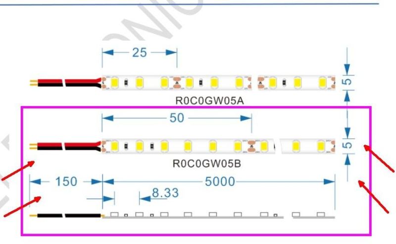 DC24V 5m 120LED/M PCB5mm SMD2835 LED Tape Light Flexible Strip