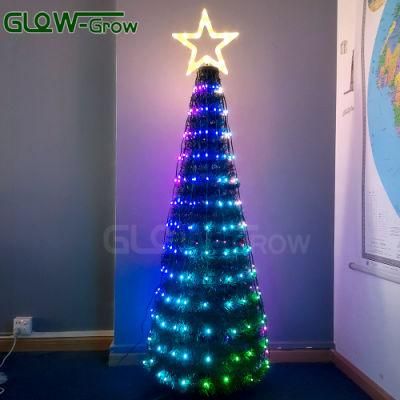 1.5m 5V Color Changing RGB Pixel LEDs Flashing Cone Christmas Lighted Tree with Remote Controller for Home Restaurant Bar Decoration