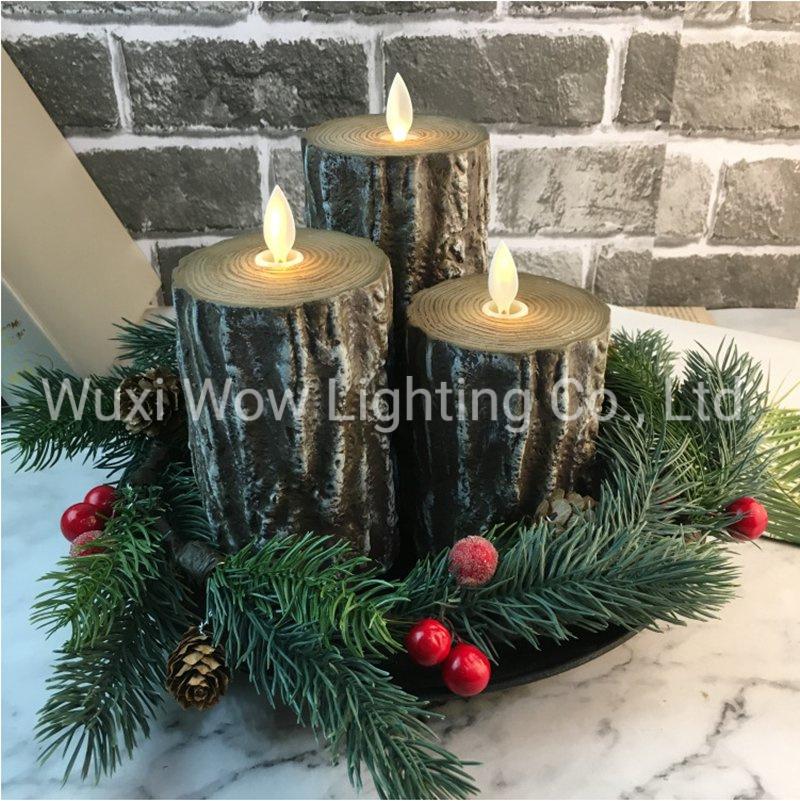 Three-Piece Set Tree Stump Candle Light LED Large Candle Light Festival Wedding Scene Decoration Props