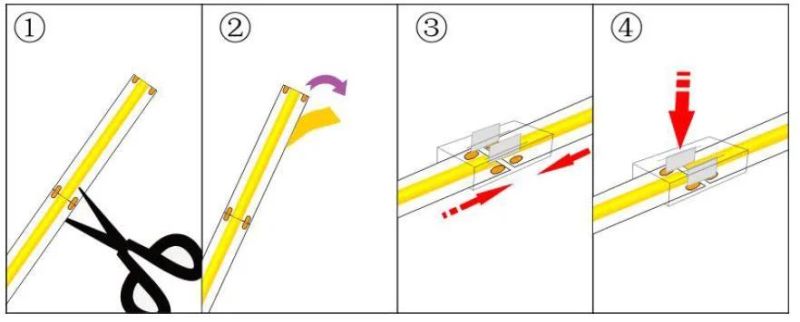 DOT-Free 180 Degree Big View Angle High Bright 24V 480LED/Meter Flexible COB LED Strip Light