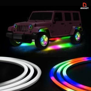 2PCS 12inch/30cm Color Chasing LED Evenglow Strips with Bluetooth Controller Brake Turn Signal