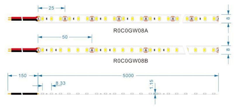 SMD2835 LED Strip CE RoHS 600LED IP20 14.4W Non-Waterproof