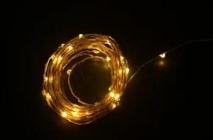 Waterproof 10m LED Copper Wire String Light/Operated by Adaptor Warm White