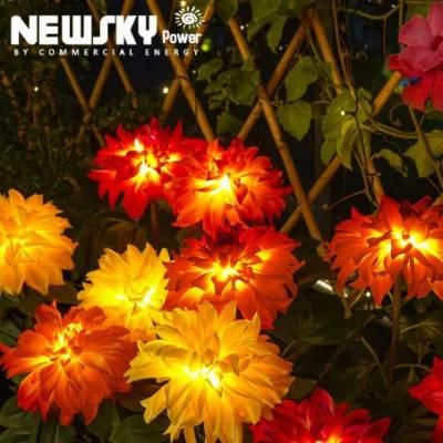 Low Voltage LED Solar Powered Dahlia Flower Garden Lights