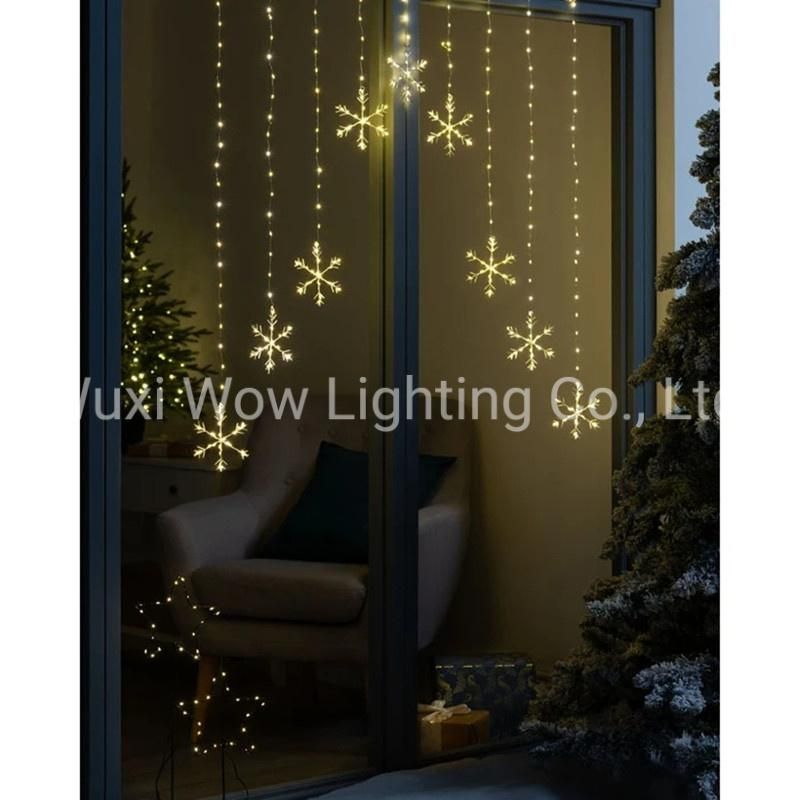 Christmas Snowflake Curtain Light Decorations 336 Warm White LED Lights