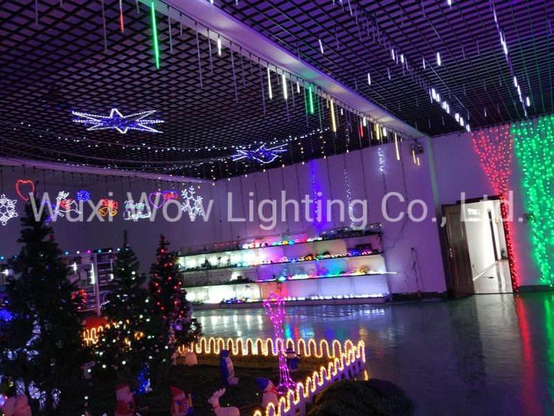 Premium 5m Drop Black Rubber Cable Warm White LED Curtain Light for Outdoor City Decorating with Europlug 230V