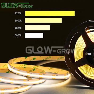 High Density Ra&gt;90 24V/12V Flexible COB LED Strip Light China Direct Buy for Home Event Christmas Decoration