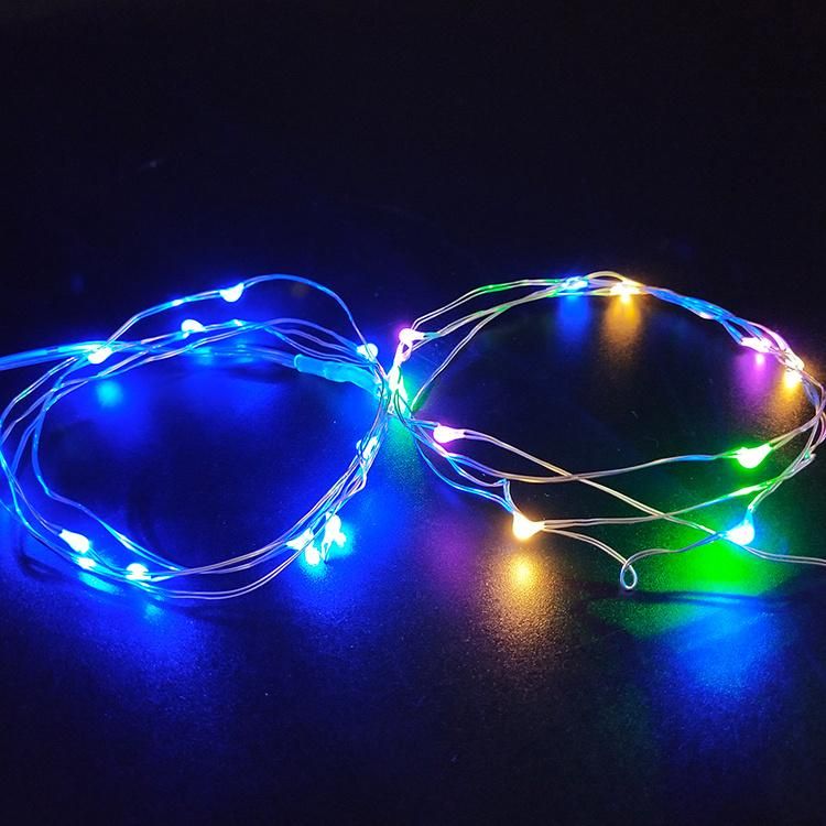 Waterproof 1m 10 Silver Wire Micro LED String Lights with Battery