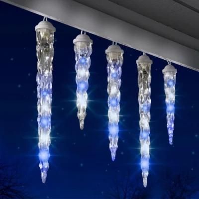 Icy Blue White Shooting Star Varied Size Icicle Light