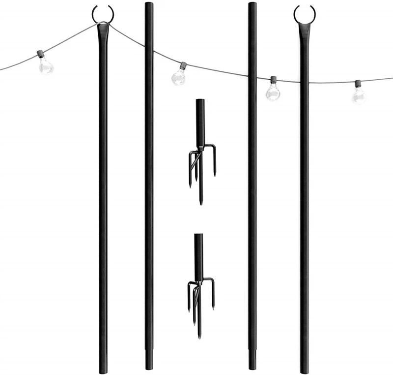 Poles for Outdoor String Lights. Festoon Pole for Hanging Festive Lights. Stainless Steel Connecting Rod