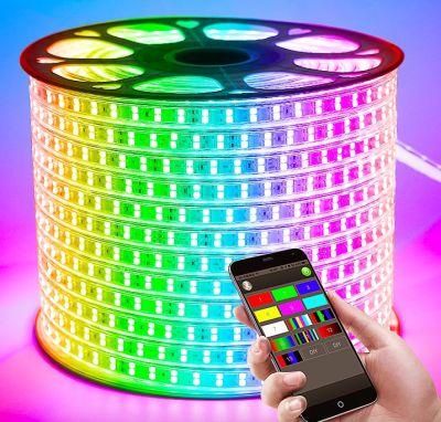 50m/Roll 100m/Roll SMD 5050 Single Color RGB LED Strip Rope Outdoor High Voltage 110V 220V LED Strip Light IP67 IP68