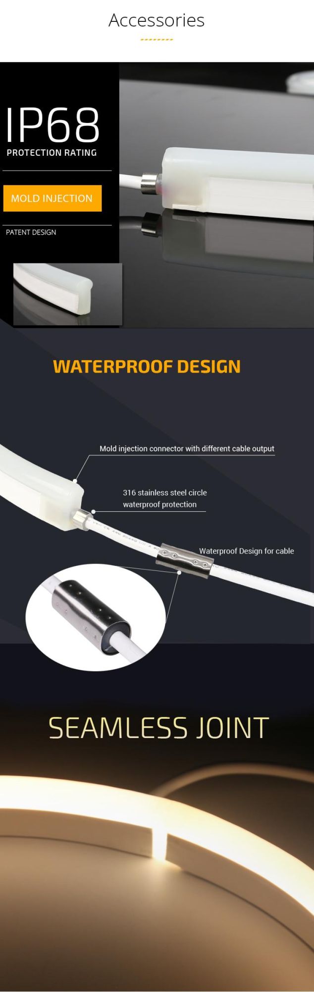 Underwater Waterproof IP68 LED Flexible Neon Strip Light