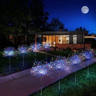Solar Fireworks Lamp Outdoor Grass Globe Dandelion Flash String Fairy Lights