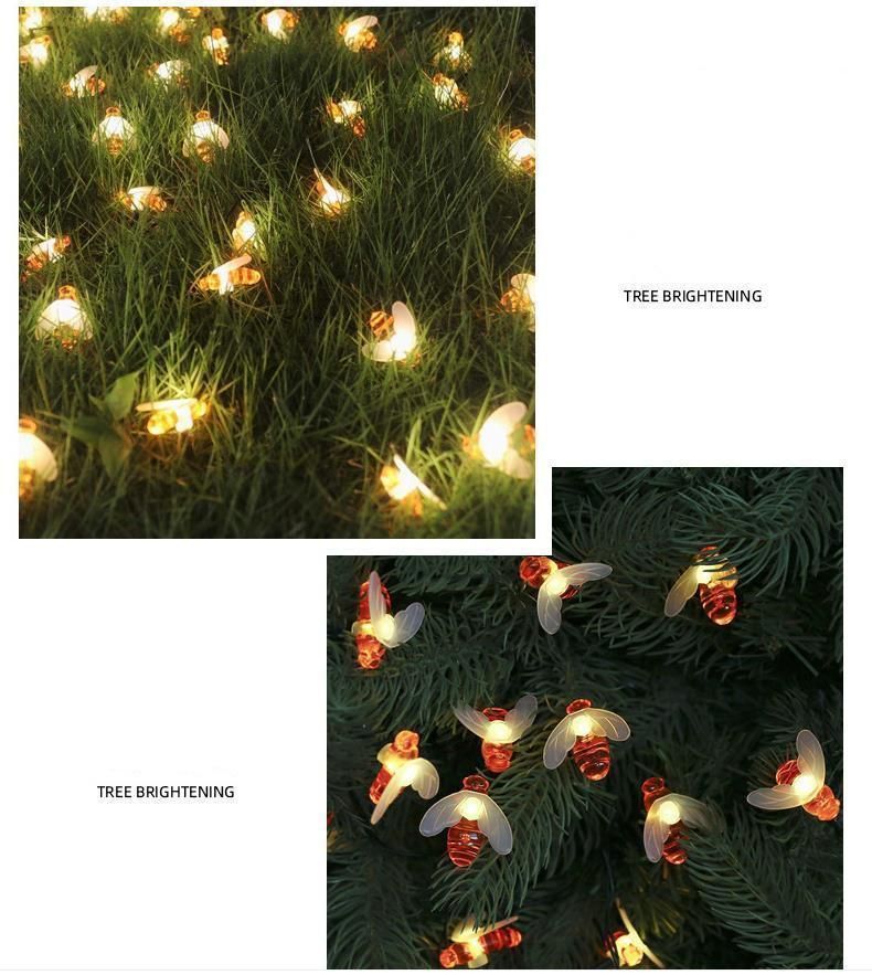 Factory Wholesale Outdoor 6m30 LED Solar Honey Bee String Lights